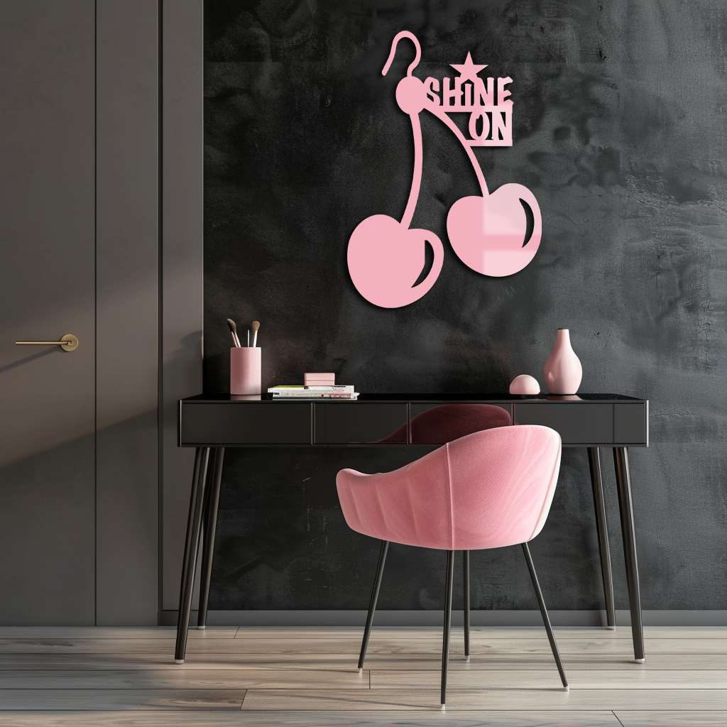 Shine On Cherry Earrings Metal Wall Art – Modern Statement Design - KAFGP066