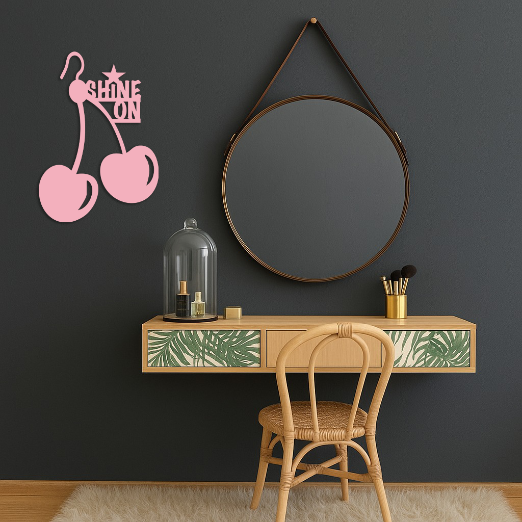 Shine On Cherry Earrings Metal Wall Art – Modern Statement Design - KAFGP066