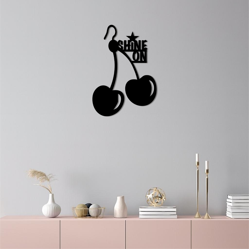 Shine On Cherry Earrings Metal Wall Art – Modern Statement Design - KAFGP066