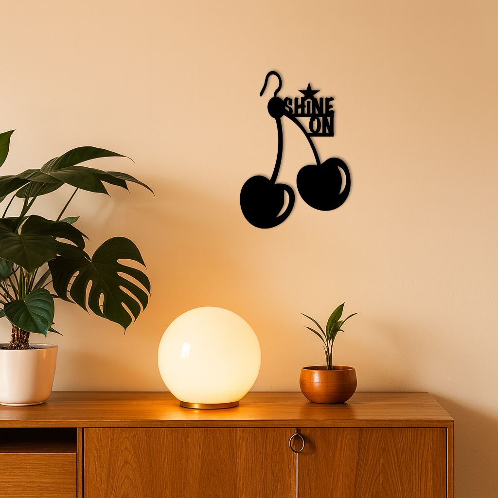 Shine On Cherry Earrings Metal Wall Art – Modern Statement Design - KAFGP066