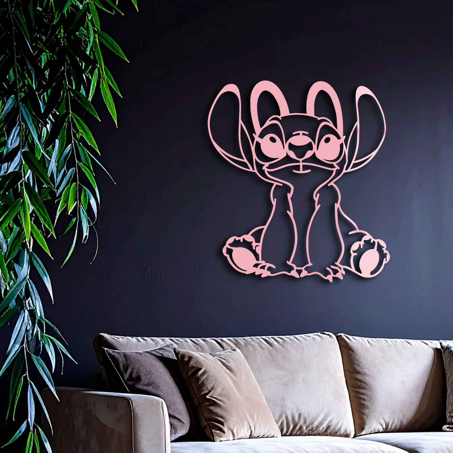 Stitch Silhouette Metal Wall Art – Cute Cartoon Character Design - KAFGP067