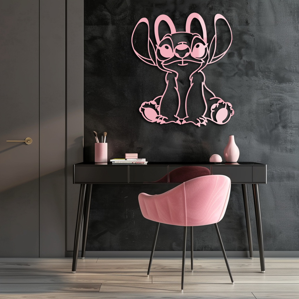 Stitch Silhouette Metal Wall Art – Cute Cartoon Character Design - KAFGP067