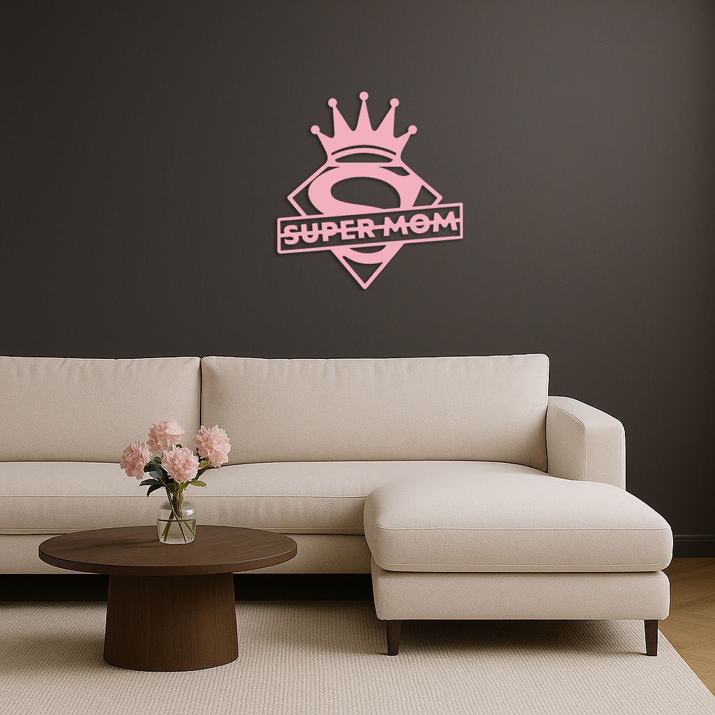 Super Mom Crown Metal Wall Art – Heroic Decorative Design - KAFGP068