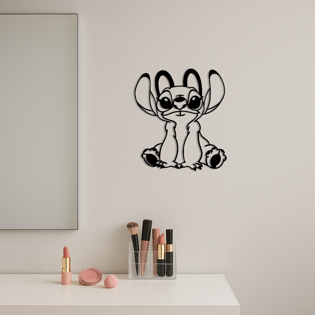 Stitch Silhouette Metal Wall Art – Cute Cartoon Character Design - KAFGP067