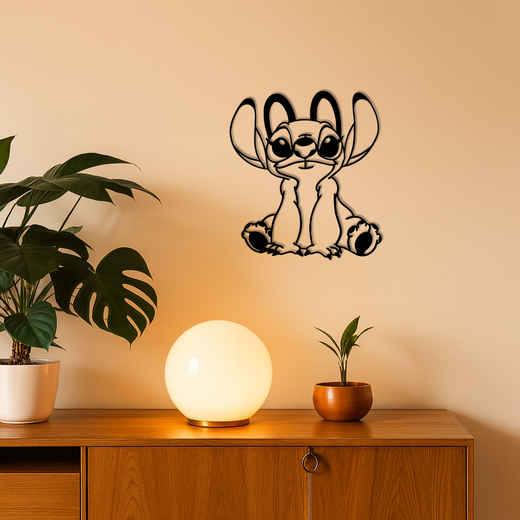 Stitch Silhouette Metal Wall Art – Cute Cartoon Character Design - KAFGP067