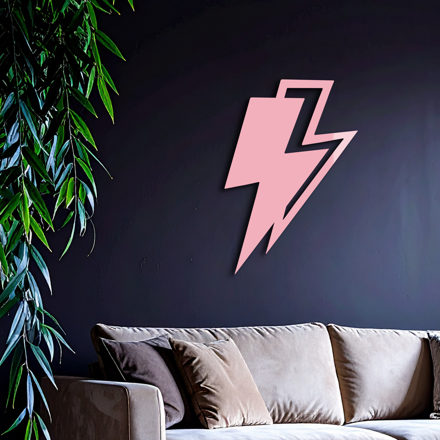 Lightning Bolt Silhouette Metal Wall Art – Modern Power Design - KAFGP069