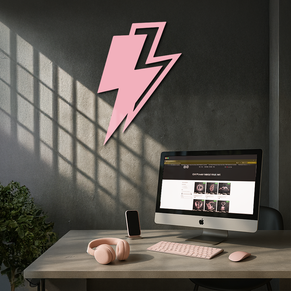 Lightning Bolt Silhouette Metal Wall Art – Modern Power Design - KAFGP069