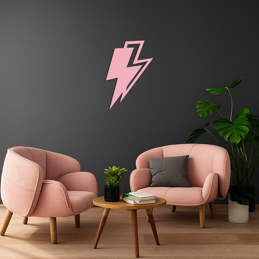 Lightning Bolt Silhouette Metal Wall Art – Modern Power Design - KAFGP069