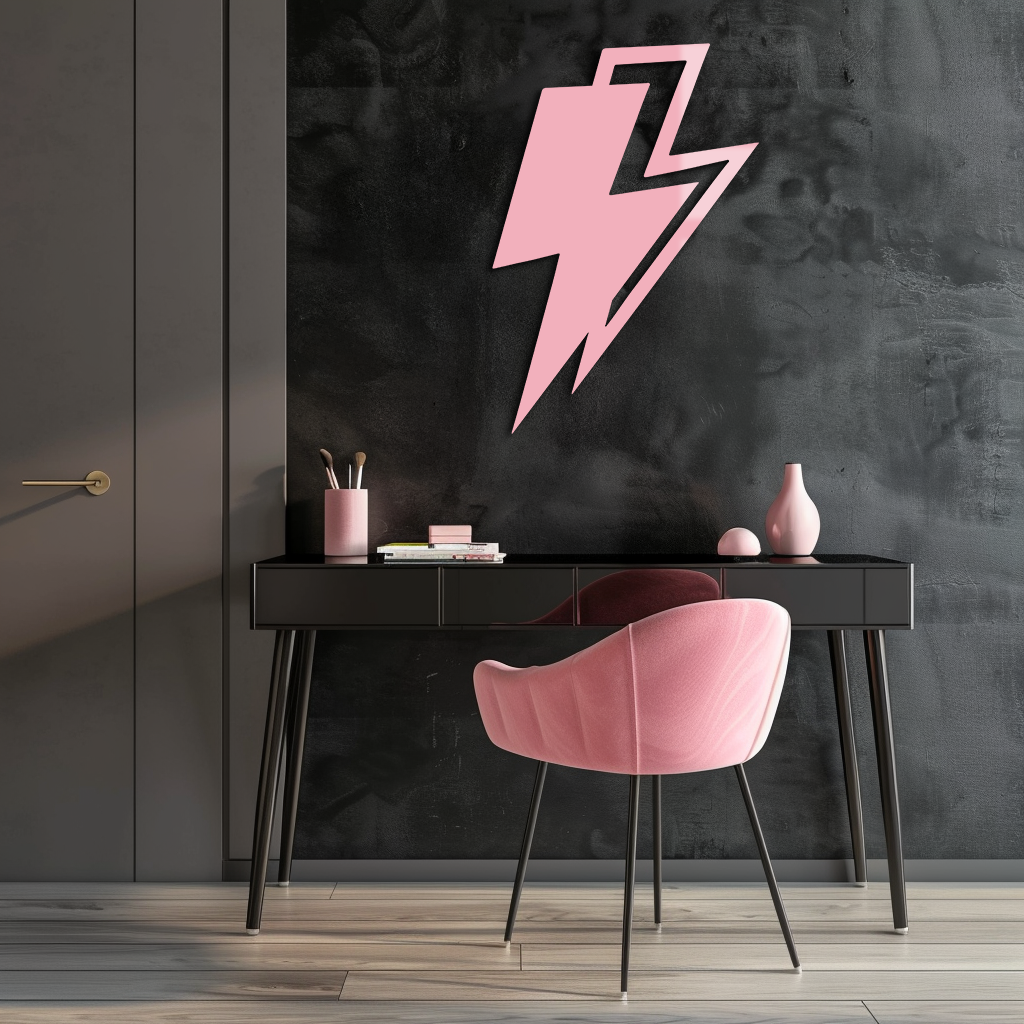 Lightning Bolt Silhouette Metal Wall Art – Modern Power Design - KAFGP069