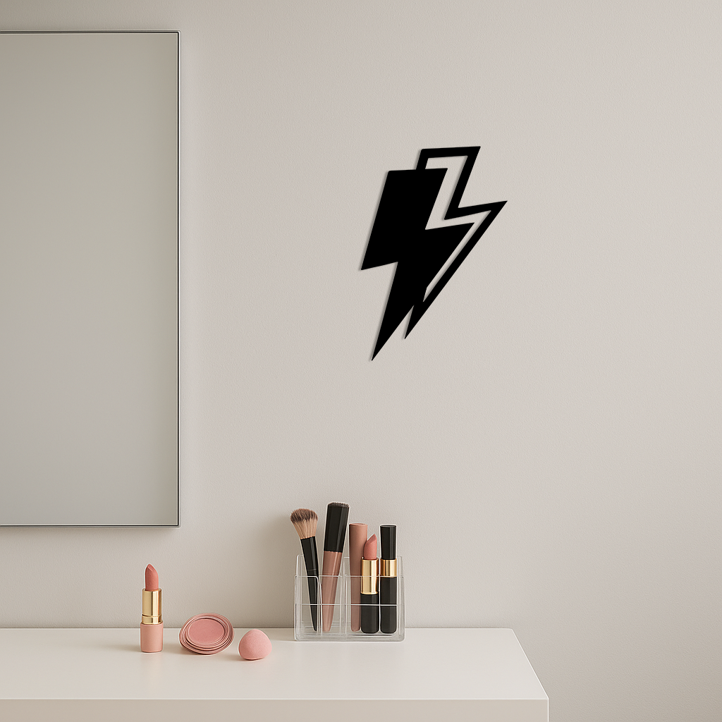 Lightning Bolt Silhouette Metal Wall Art – Modern Power Design - KAFGP069