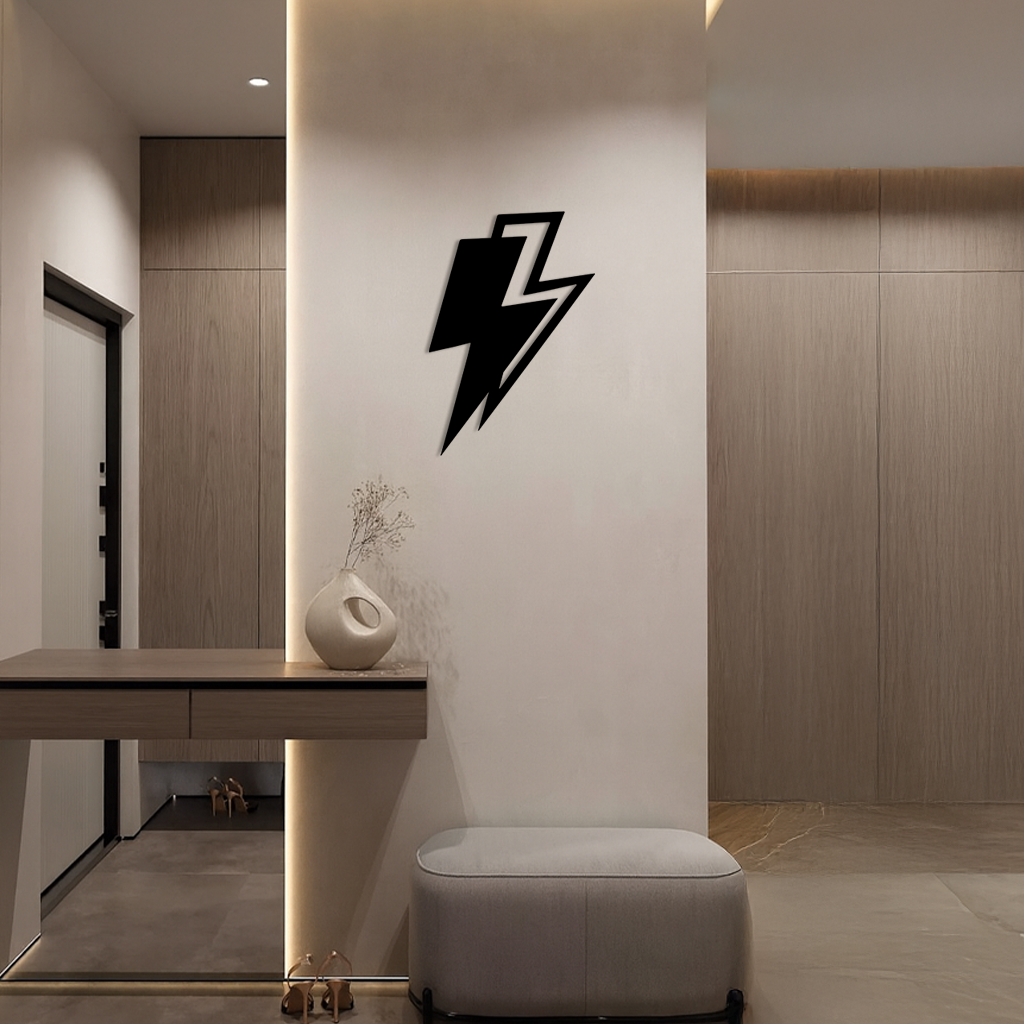 Lightning Bolt Silhouette Metal Wall Art – Modern Power Design - KAFGP069