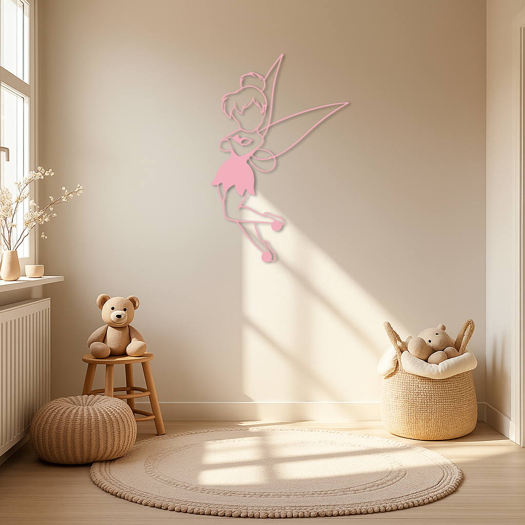 Tinkerbell Fairy Silhouette Metal Wall Art – Whimsical Fantasy Decor - KAFGP072