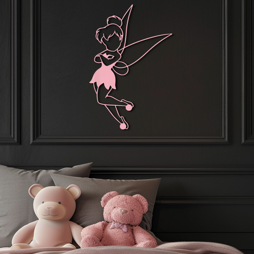 Tinkerbell Fairy Silhouette Metal Wall Art – Whimsical Fantasy Decor - KAFGP072