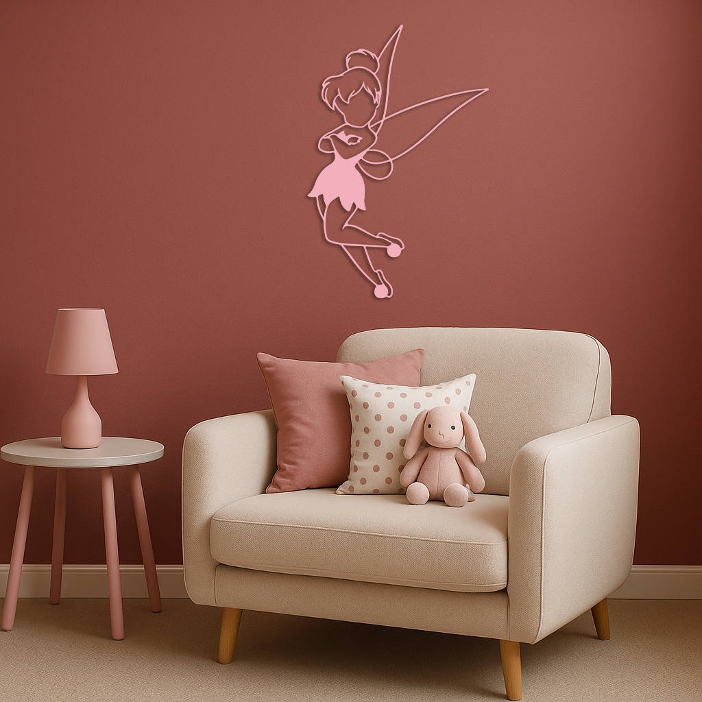 Tinkerbell Fairy Silhouette Metal Wall Art – Whimsical Fantasy Decor - KAFGP072