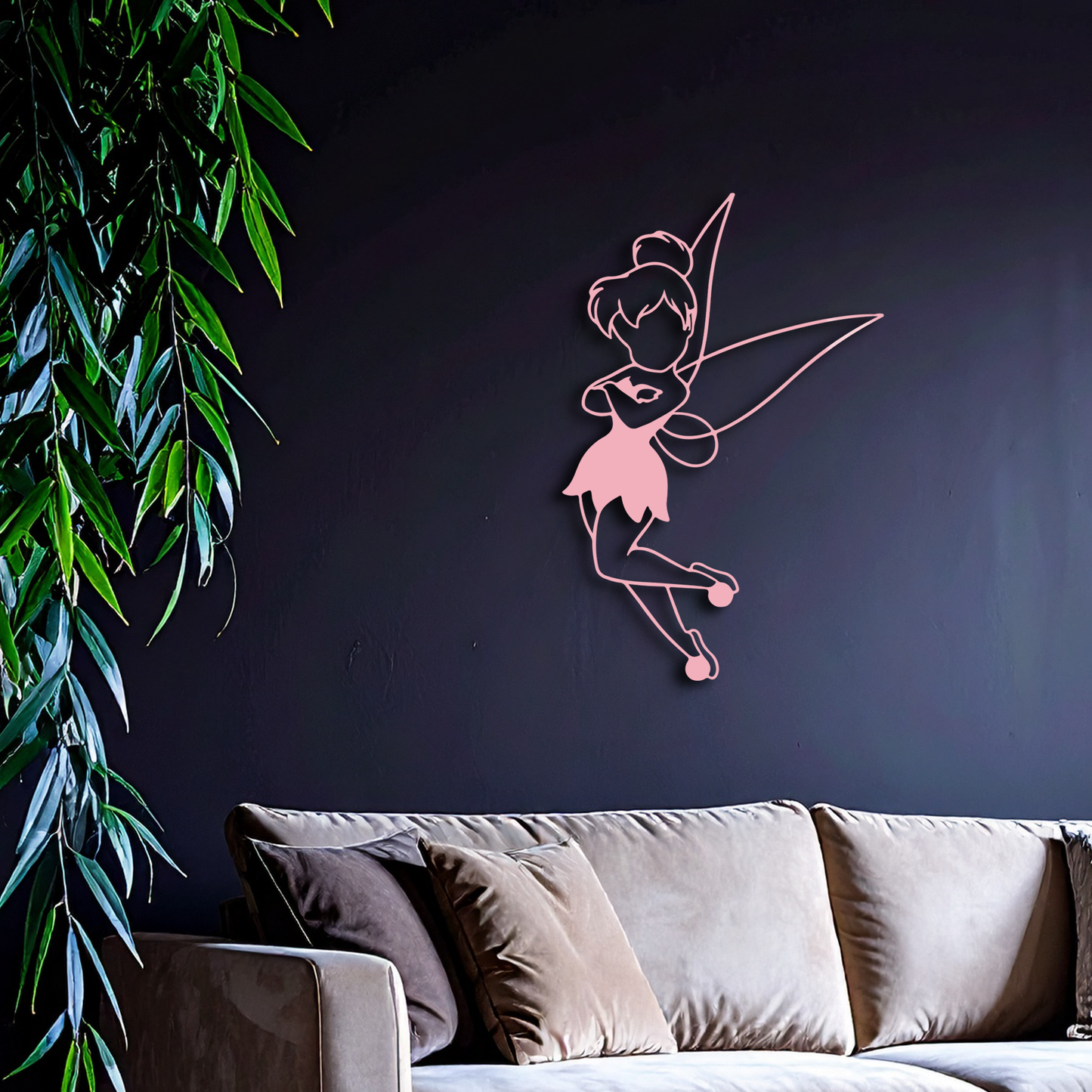 Tinkerbell Fairy Silhouette Metal Wall Art – Whimsical Fantasy Decor - KAFGP072