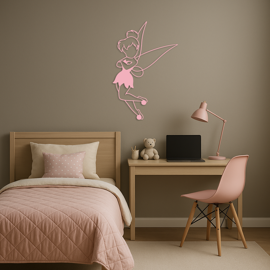 Tinkerbell Fairy Silhouette Metal Wall Art – Whimsical Fantasy Decor - KAFGP072