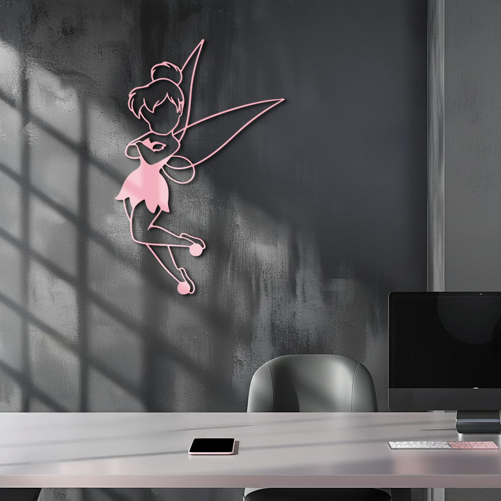 Tinkerbell Fairy Silhouette Metal Wall Art – Whimsical Fantasy Decor - KAFGP072