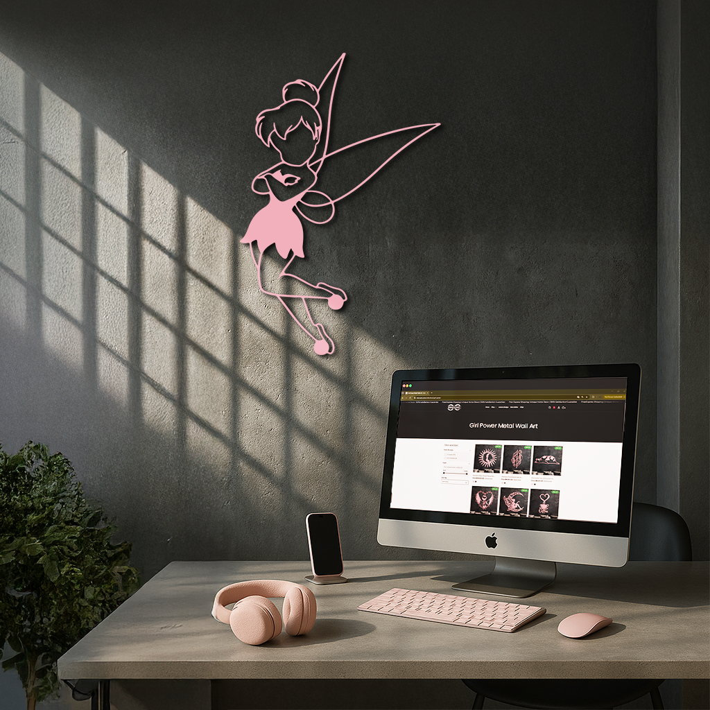 Tinkerbell Fairy Silhouette Metal Wall Art – Whimsical Fantasy Decor - KAFGP072