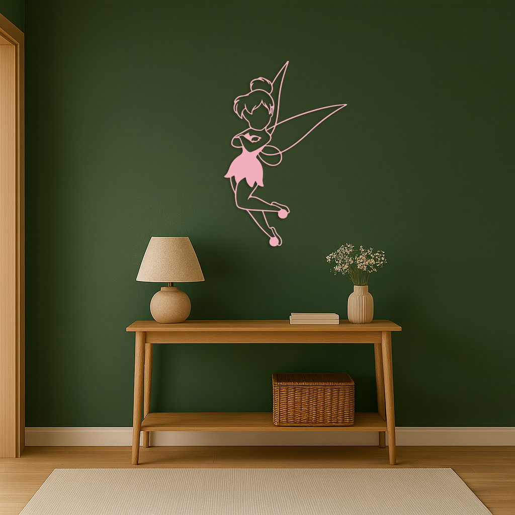 Tinkerbell Fairy Silhouette Metal Wall Art – Whimsical Fantasy Decor - KAFGP072
