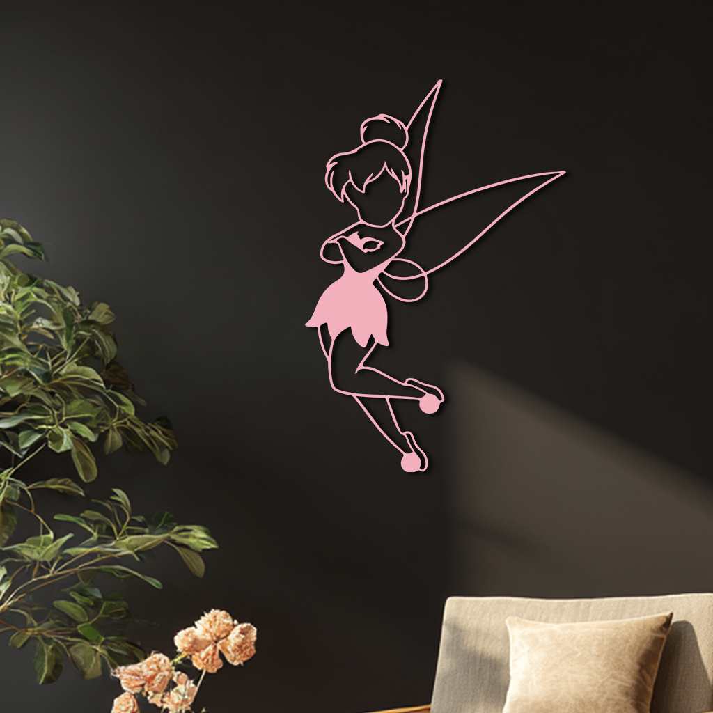 Tinkerbell Fairy Silhouette Metal Wall Art – Whimsical Fantasy Decor - KAFGP072