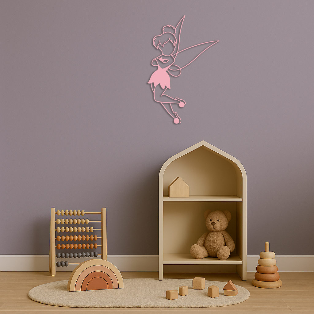 Tinkerbell Fairy Silhouette Metal Wall Art – Whimsical Fantasy Decor - KAFGP072