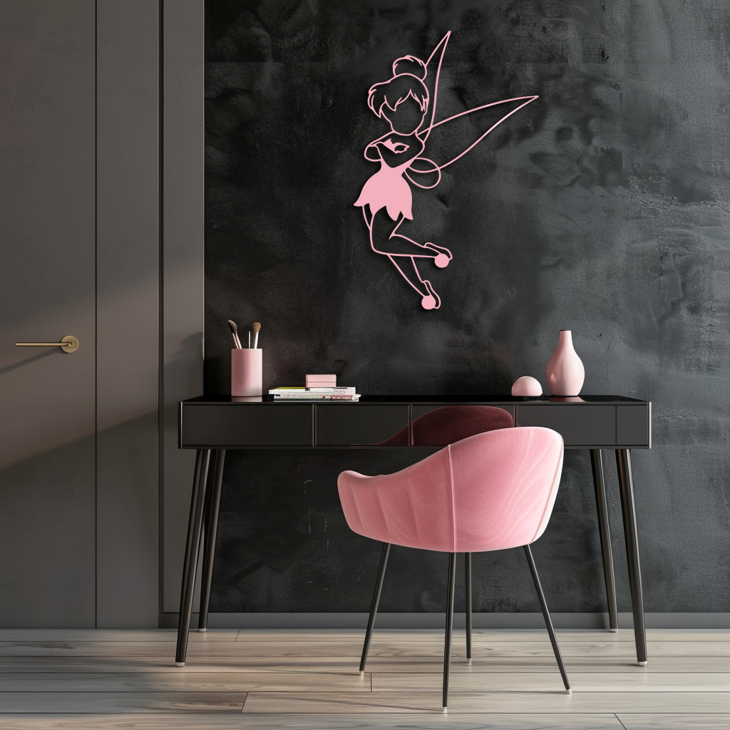 Tinkerbell Fairy Silhouette Metal Wall Art – Whimsical Fantasy Decor - KAFGP072