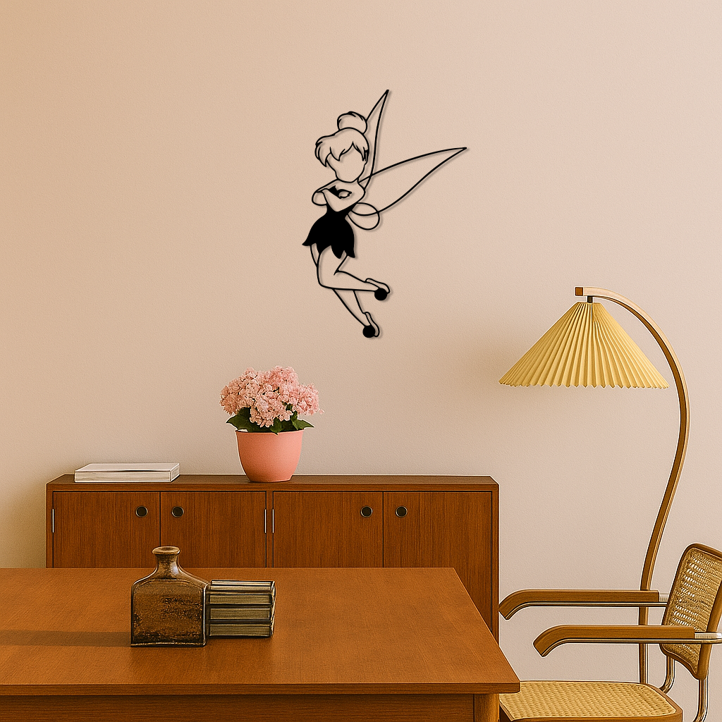 Tinkerbell Fairy Silhouette Metal Wall Art – Whimsical Fantasy Decor - KAFGP072