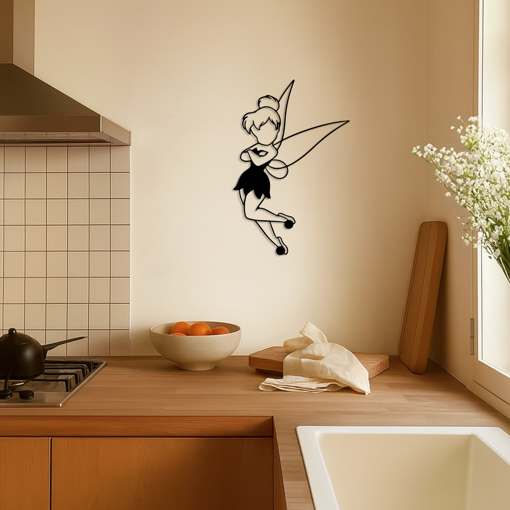 Tinkerbell Fairy Silhouette Metal Wall Art – Whimsical Fantasy Decor - KAFGP072