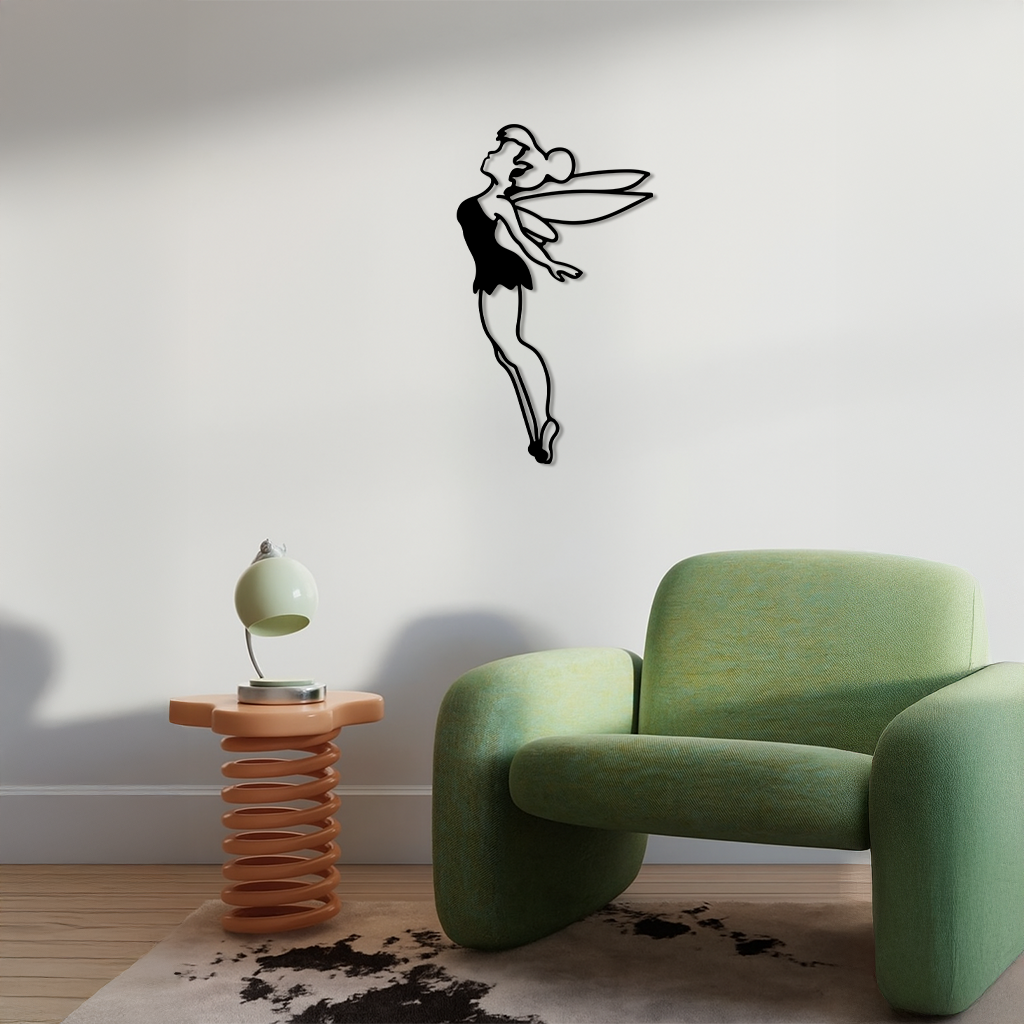 Tinker Bell Silhouette Metal Wall Art – Magical Fairy Home Decor - KAFGP073