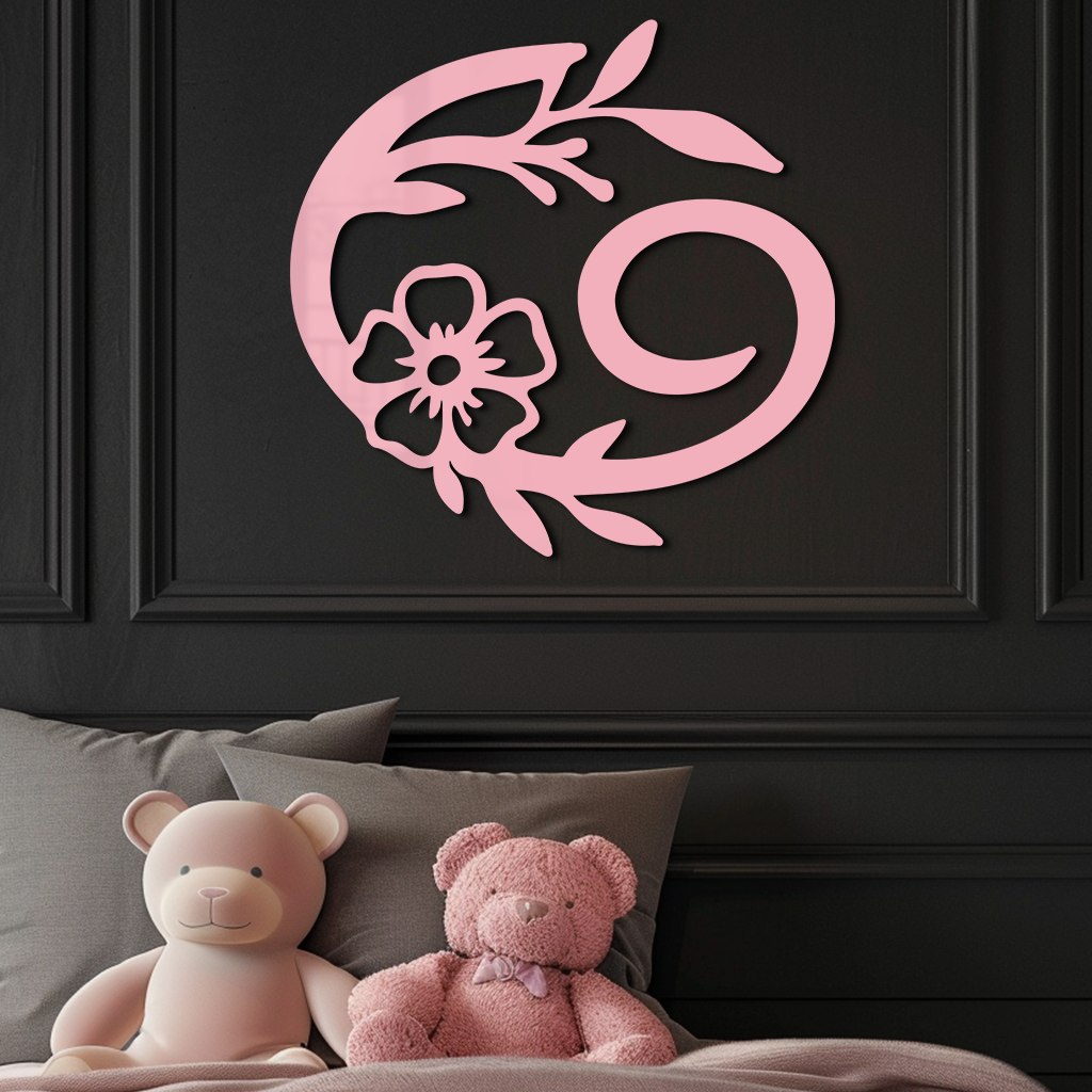 Cancer Zodiac Symbol Metal Wall Art – Floral Astrology Home Decor - KAFGP078