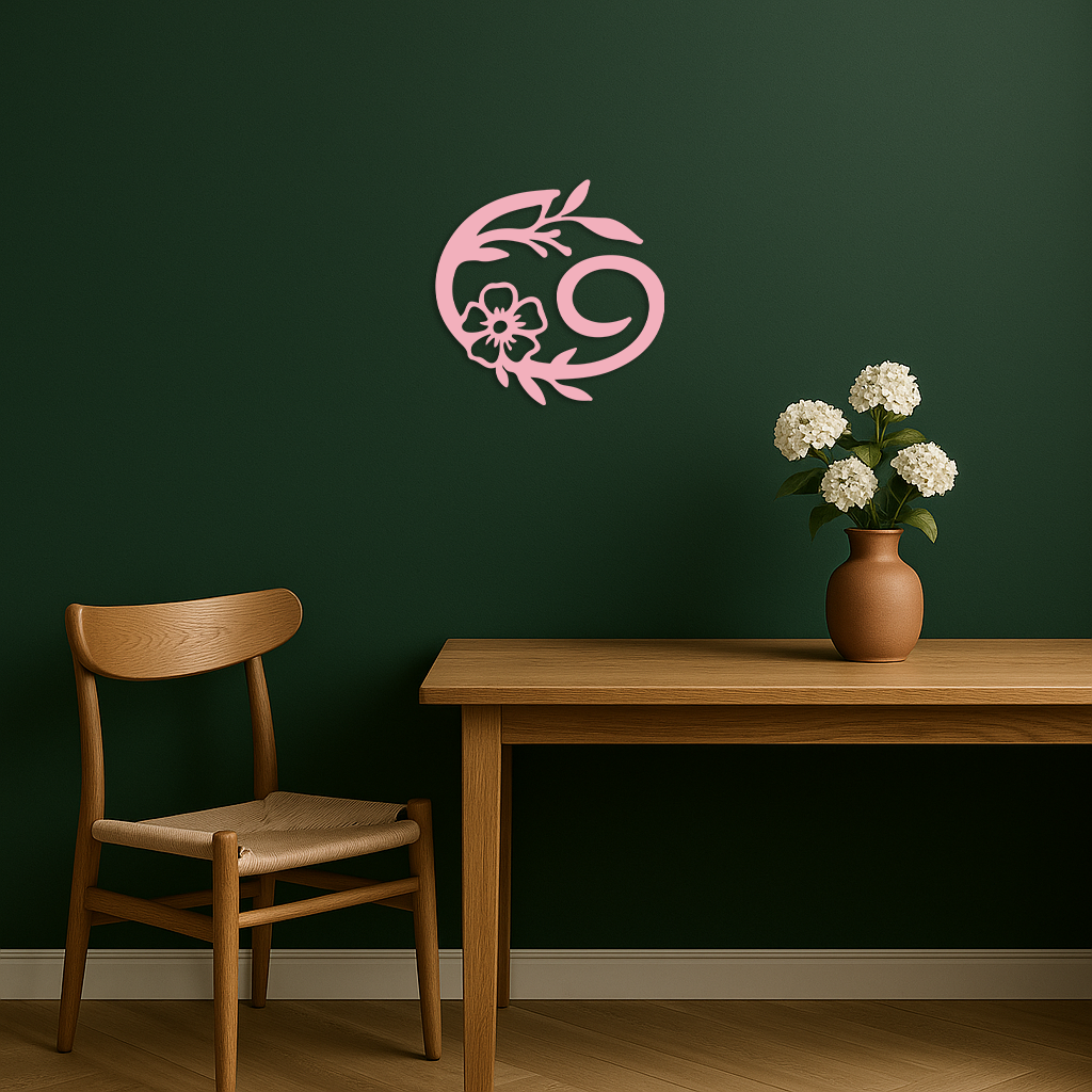 Cancer Zodiac Symbol Metal Wall Art – Floral Astrology Home Decor - KAFGP078
