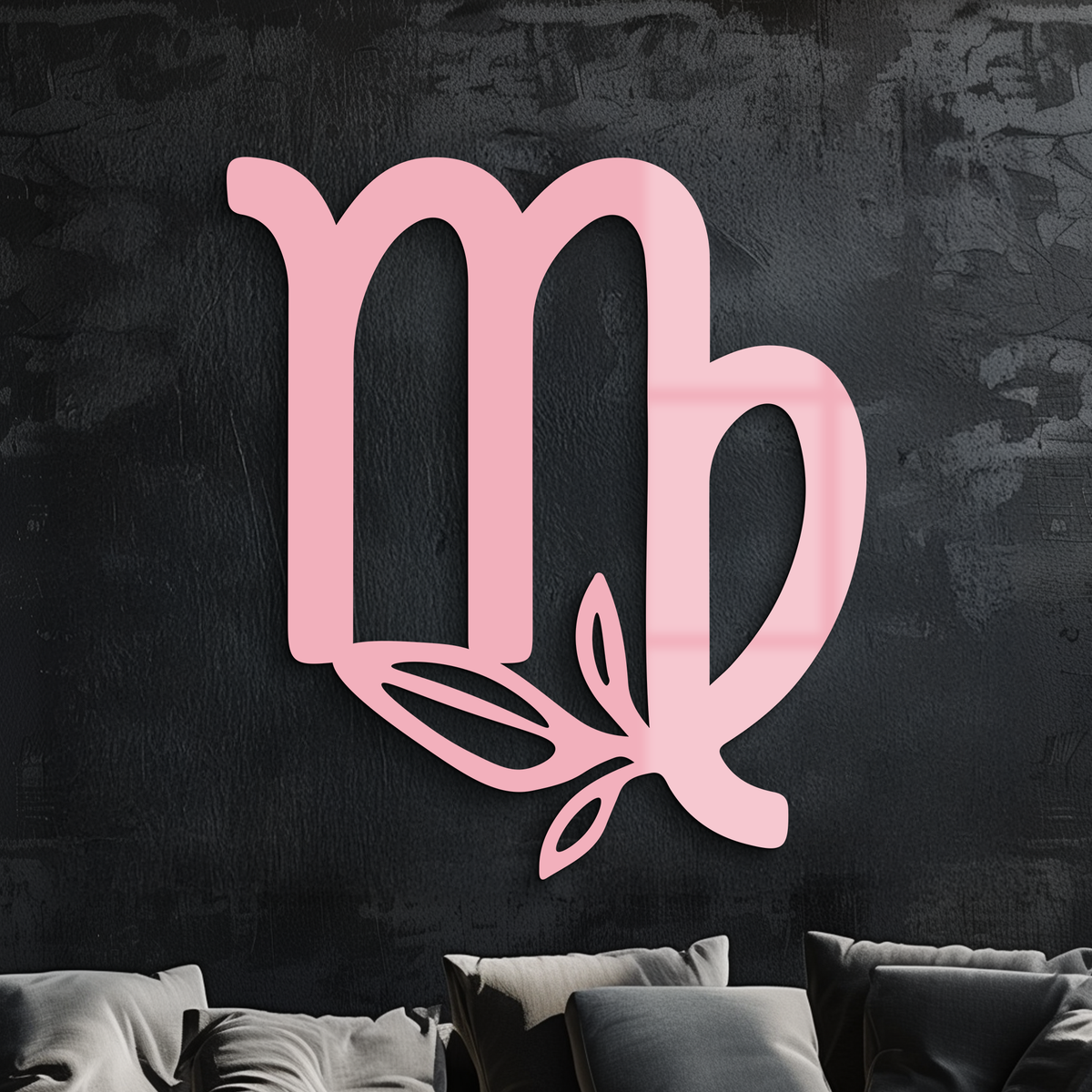 Virgo Zodiac Symbol Metal Wall Art – Floral Virgo Sign Decor - KAFGP079