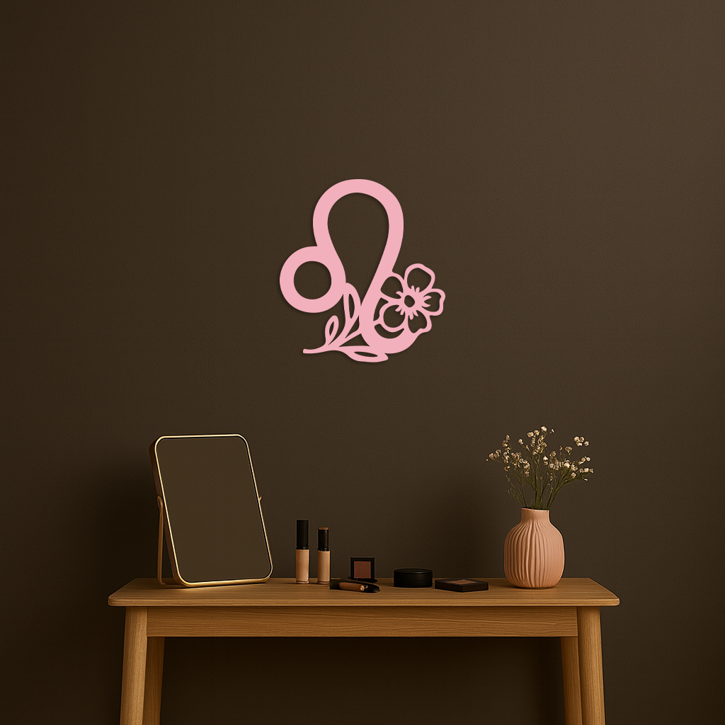 Leo Zodiac Sign Floral Metal Wall Art – Astrology-Inspired Home Decor - KAFGP080