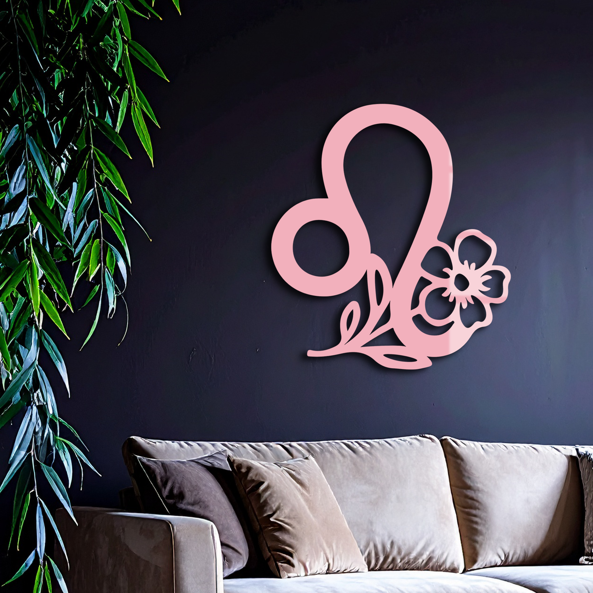 Leo Zodiac Sign Floral Metal Wall Art – Astrology-Inspired Home Decor - KAFGP080