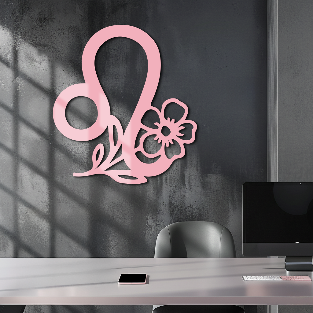 Leo Zodiac Sign Floral Metal Wall Art – Astrology-Inspired Home Decor - KAFGP080