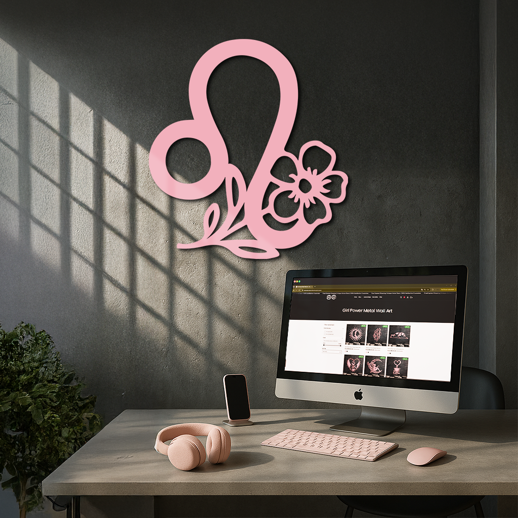 Leo Zodiac Sign Floral Metal Wall Art – Astrology-Inspired Home Decor - KAFGP080