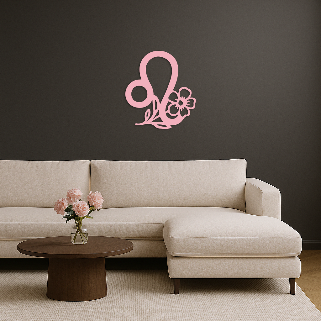 Leo Zodiac Sign Floral Metal Wall Art – Astrology-Inspired Home Decor - KAFGP080