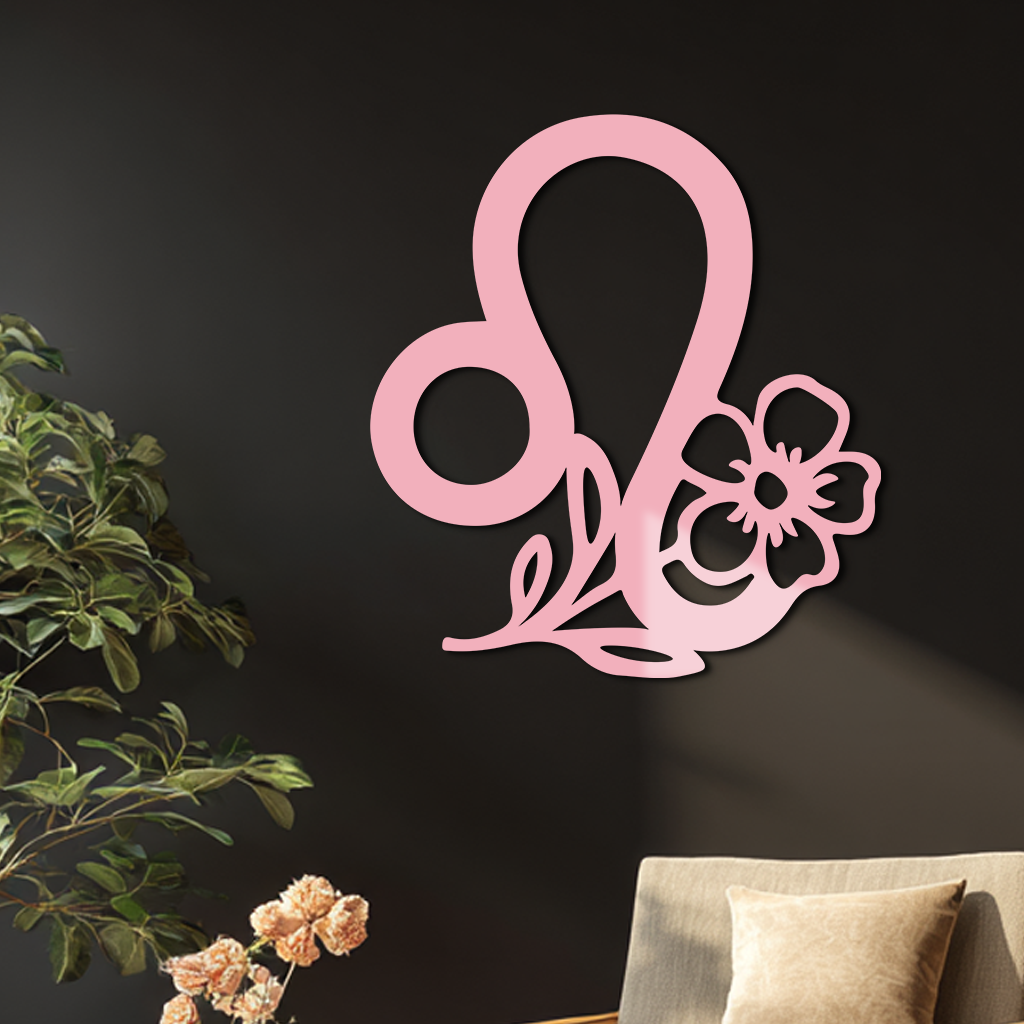 Leo Zodiac Sign Floral Metal Wall Art – Astrology-Inspired Home Decor - KAFGP080