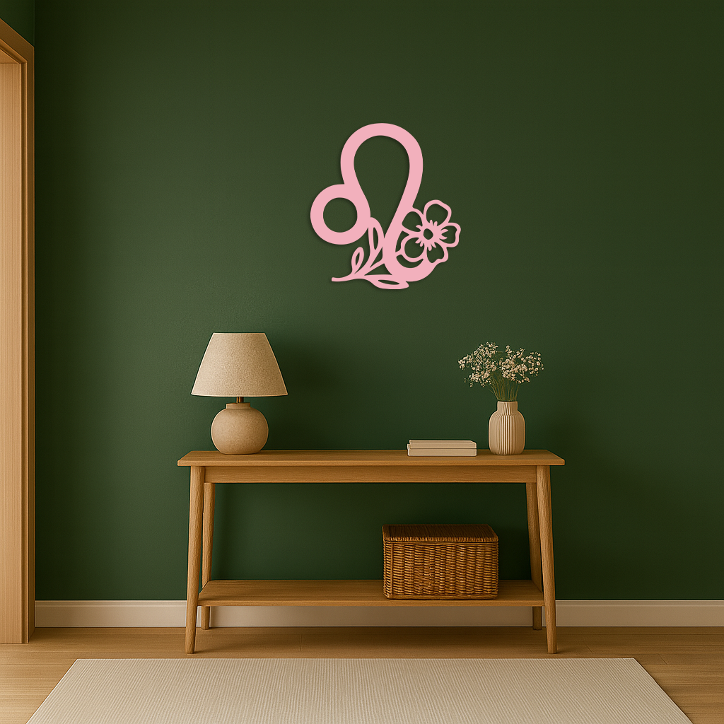 Leo Zodiac Sign Floral Metal Wall Art – Astrology-Inspired Home Decor - KAFGP080