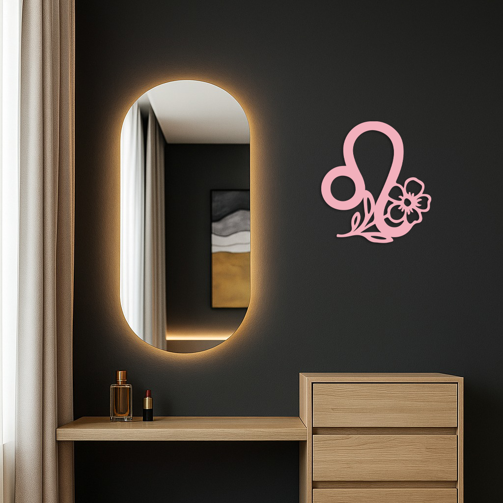 Leo Zodiac Sign Floral Metal Wall Art – Astrology-Inspired Home Decor - KAFGP080