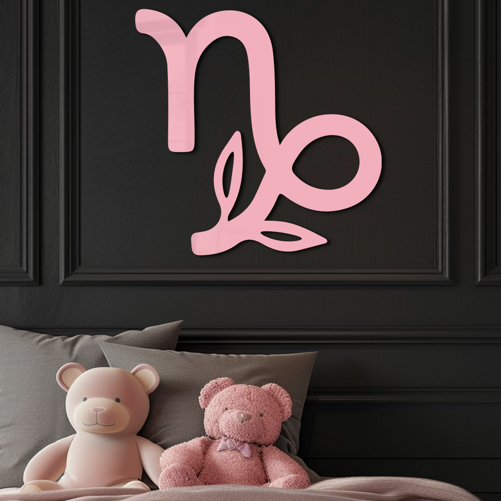 Capricorn Zodiac Symbol Metal Wall Art – Floral Astrology Home Decor - KAFGP081