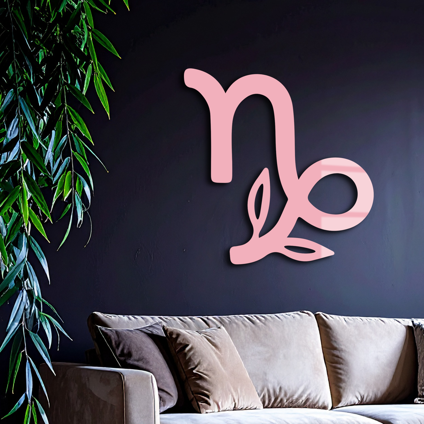 Capricorn Zodiac Symbol Metal Wall Art – Floral Astrology Home Decor - KAFGP081
