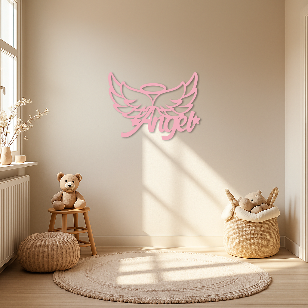 Angel Wings with Halo Metal Wall Art – Modern Spiritual Decor - KAFGP084