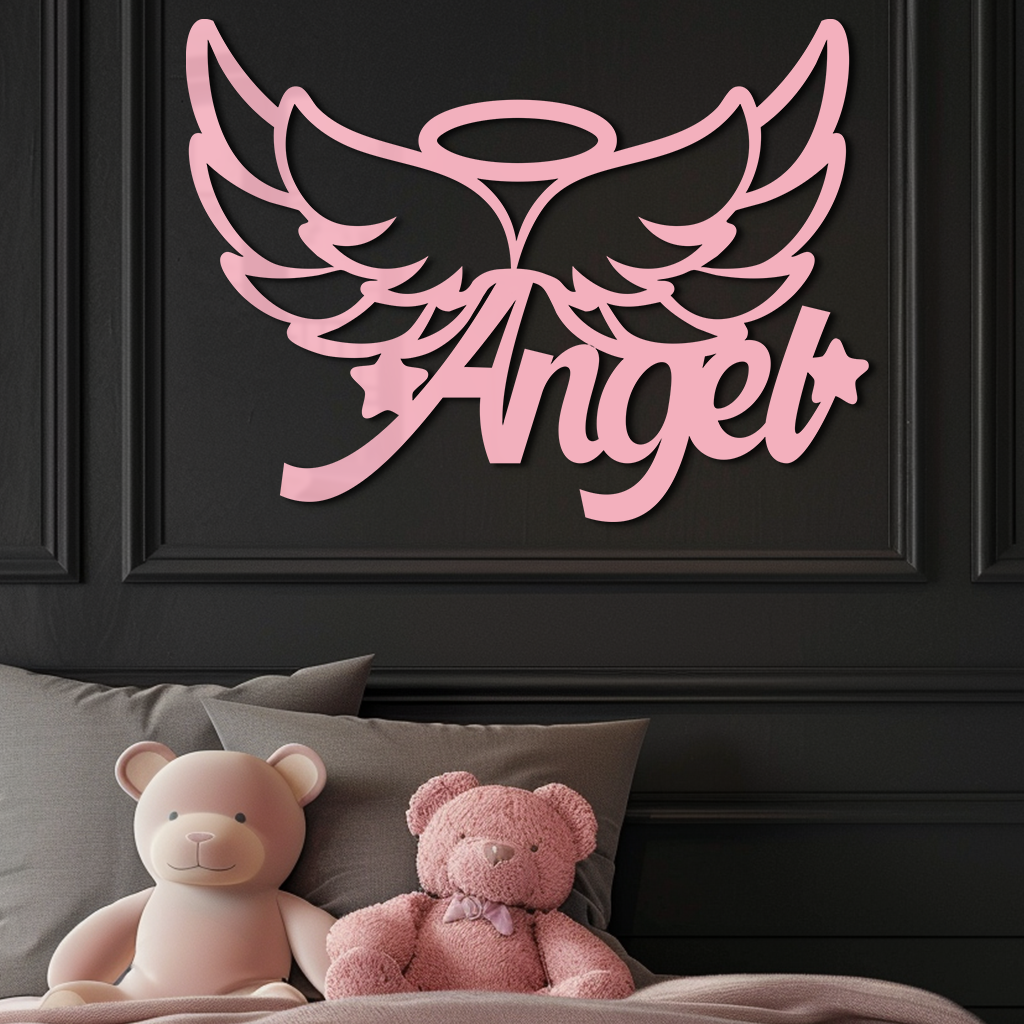Angel Wings with Halo Metal Wall Art – Modern Spiritual Decor - KAFGP084