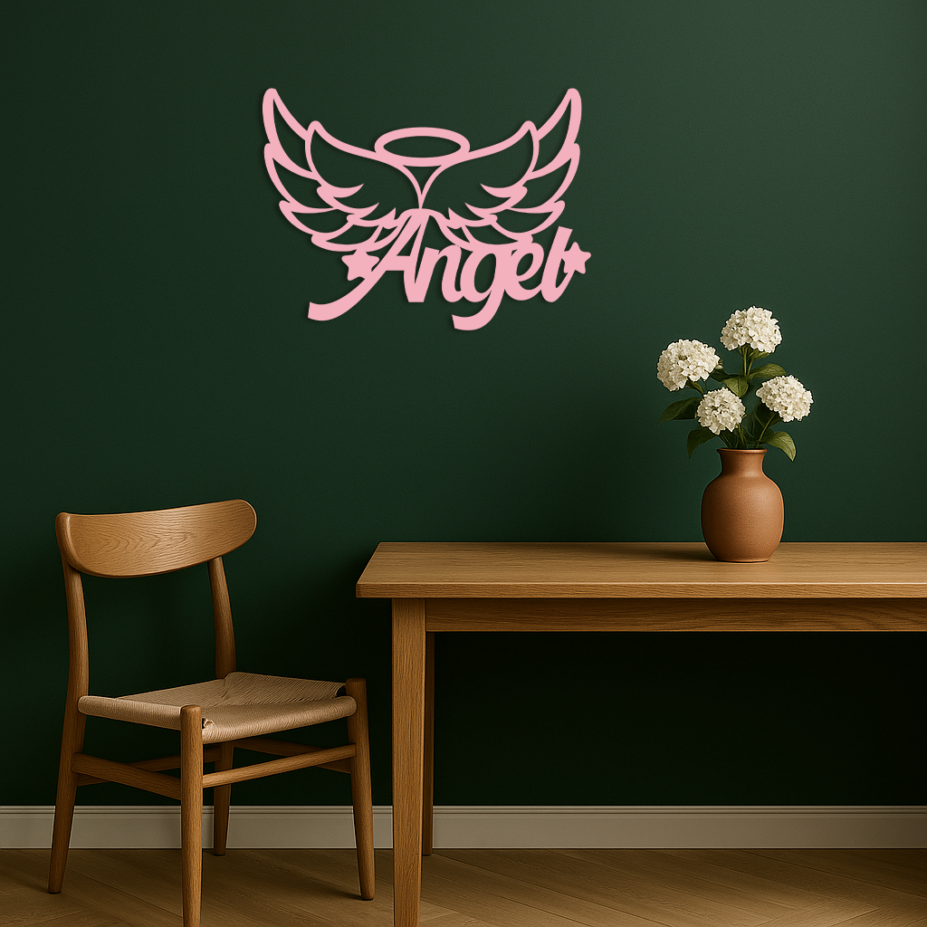 Angel Wings with Halo Metal Wall Art – Modern Spiritual Decor - KAFGP084