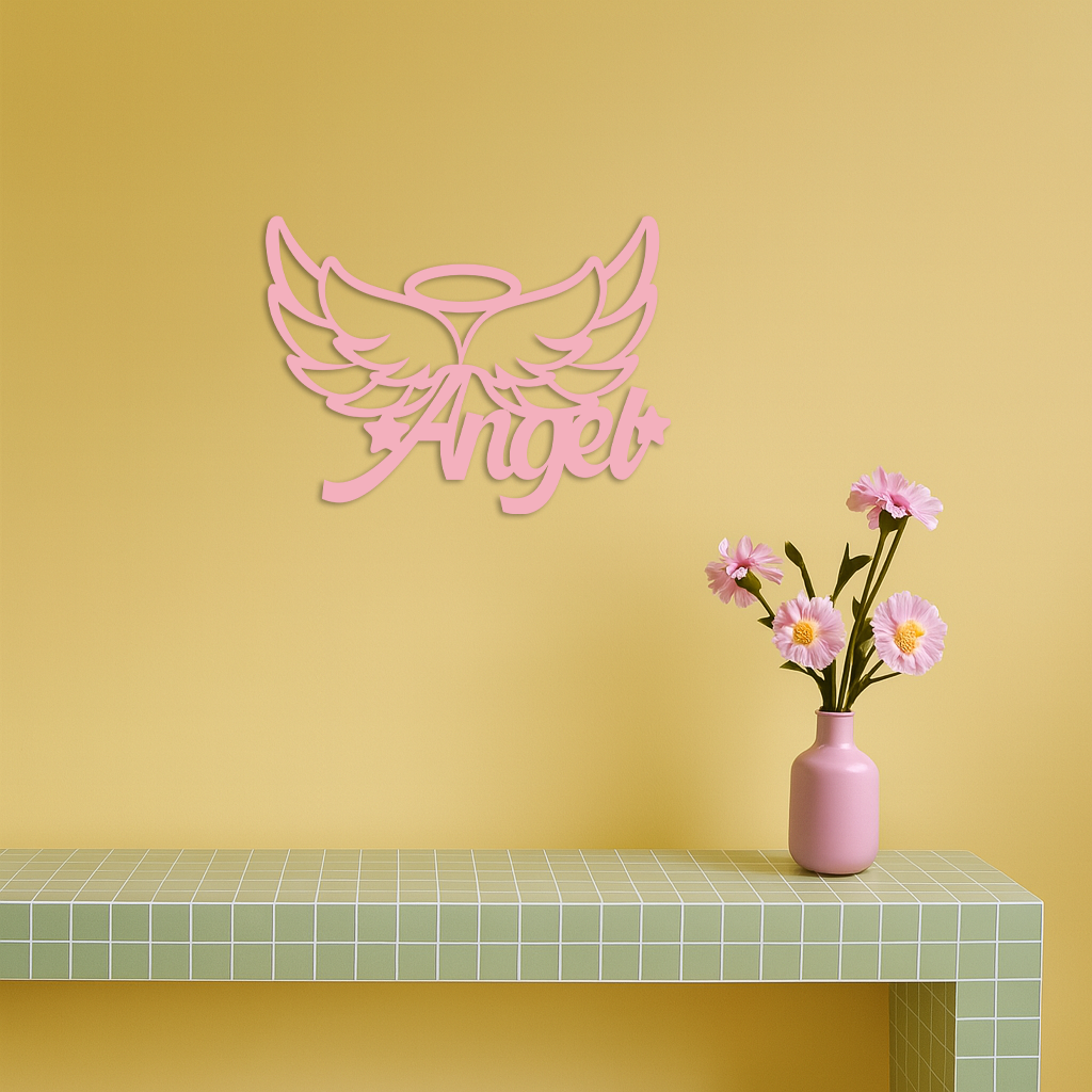 Angel Wings with Halo Metal Wall Art – Modern Spiritual Decor - KAFGP084