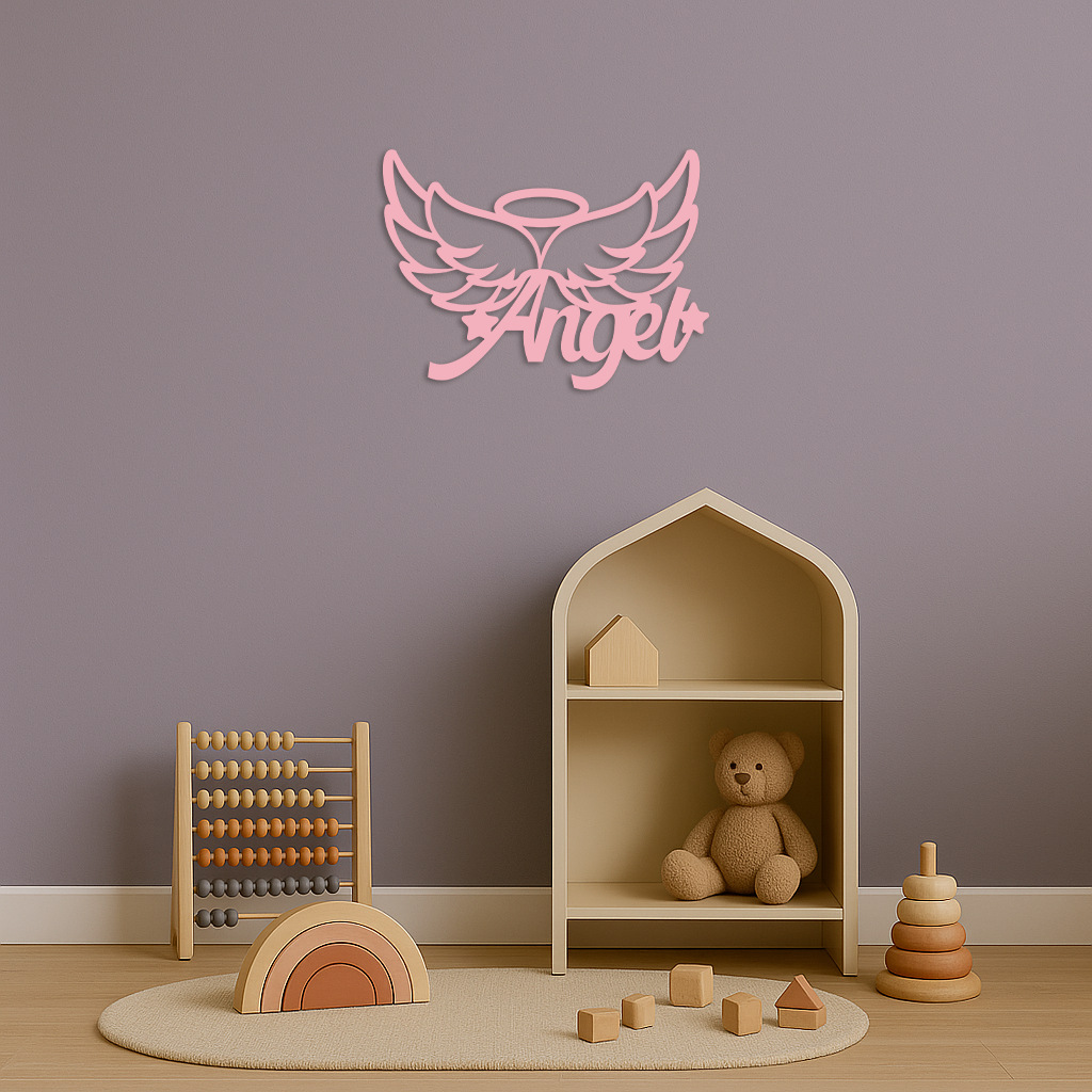 Angel Wings with Halo Metal Wall Art – Modern Spiritual Decor - KAFGP084