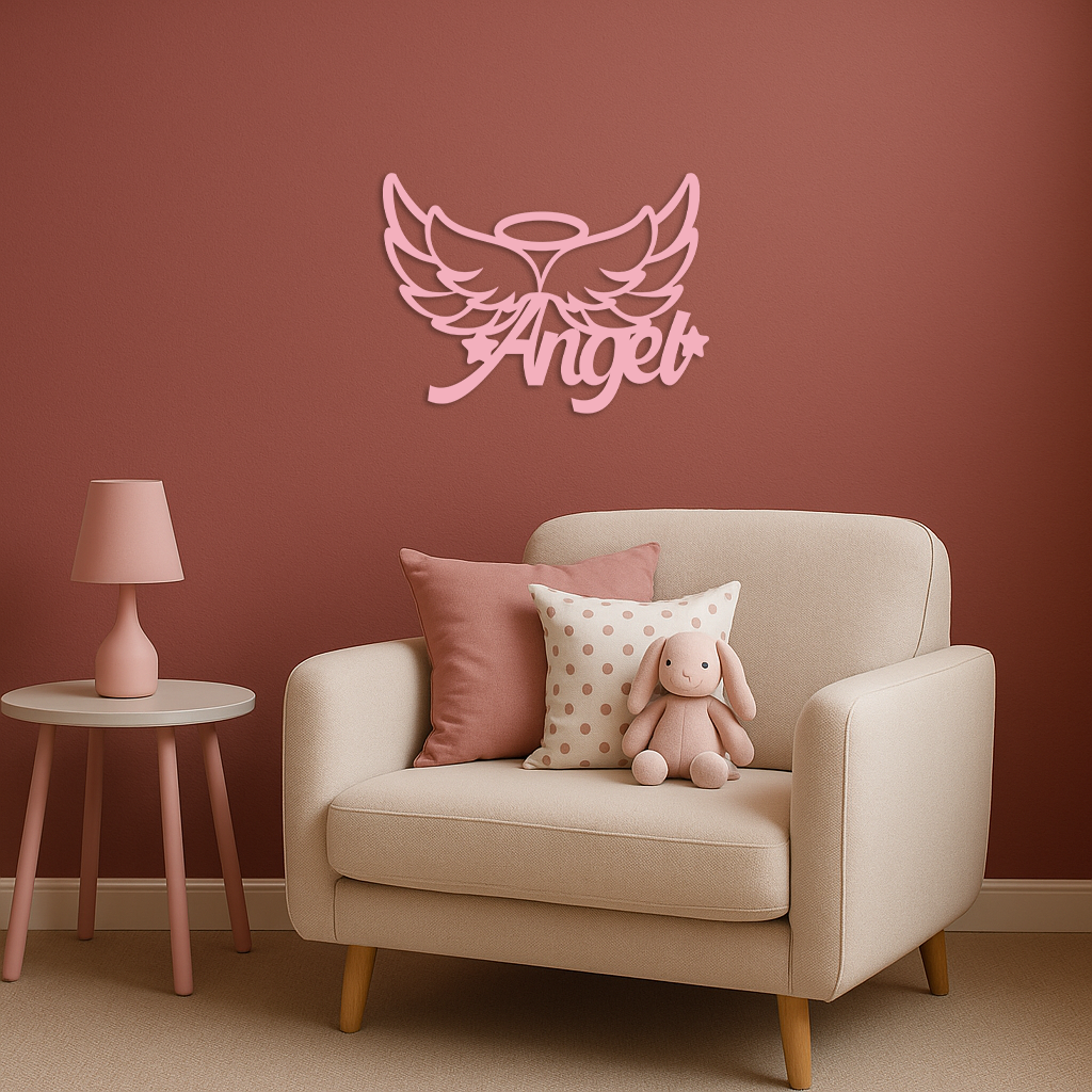 Angel Wings with Halo Metal Wall Art – Modern Spiritual Decor - KAFGP084