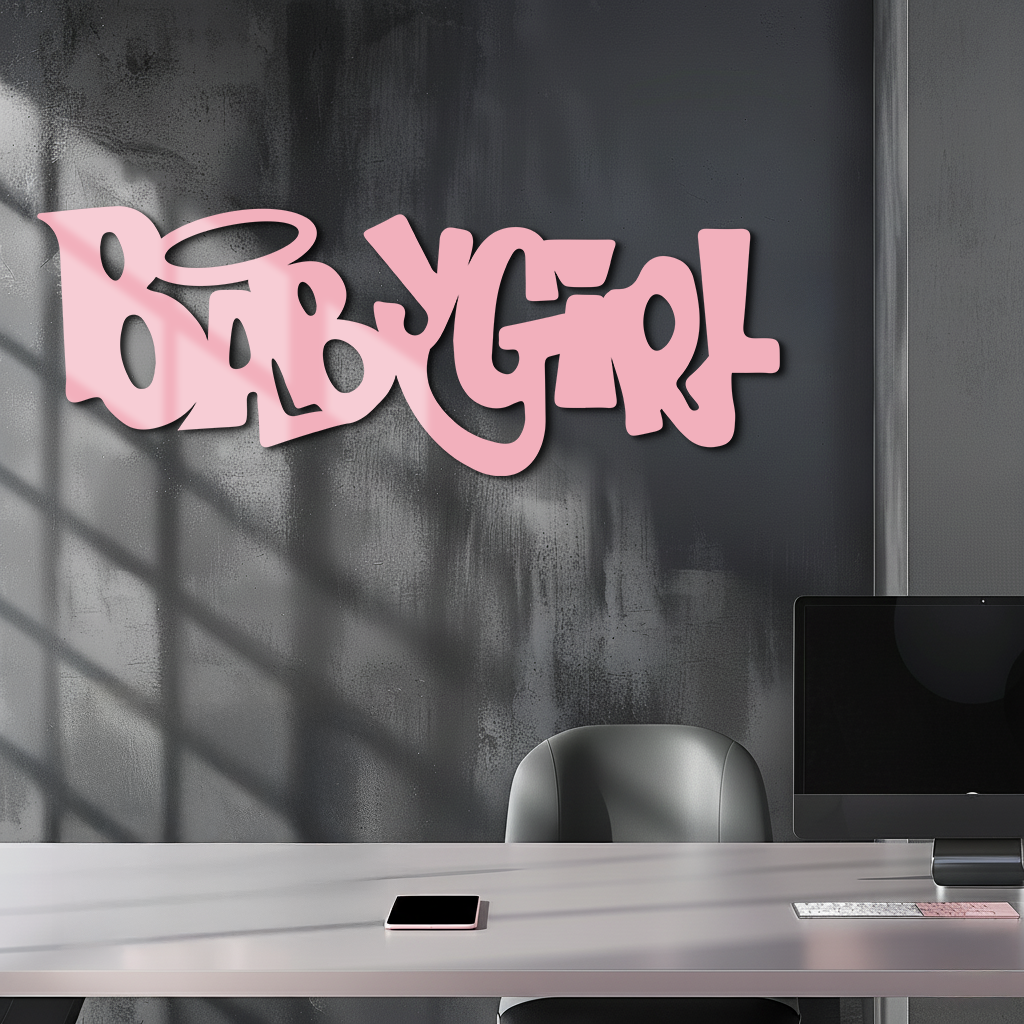 Babygirl Text Metal Wall Art – Modern Typography Home Decor - KAFGP086