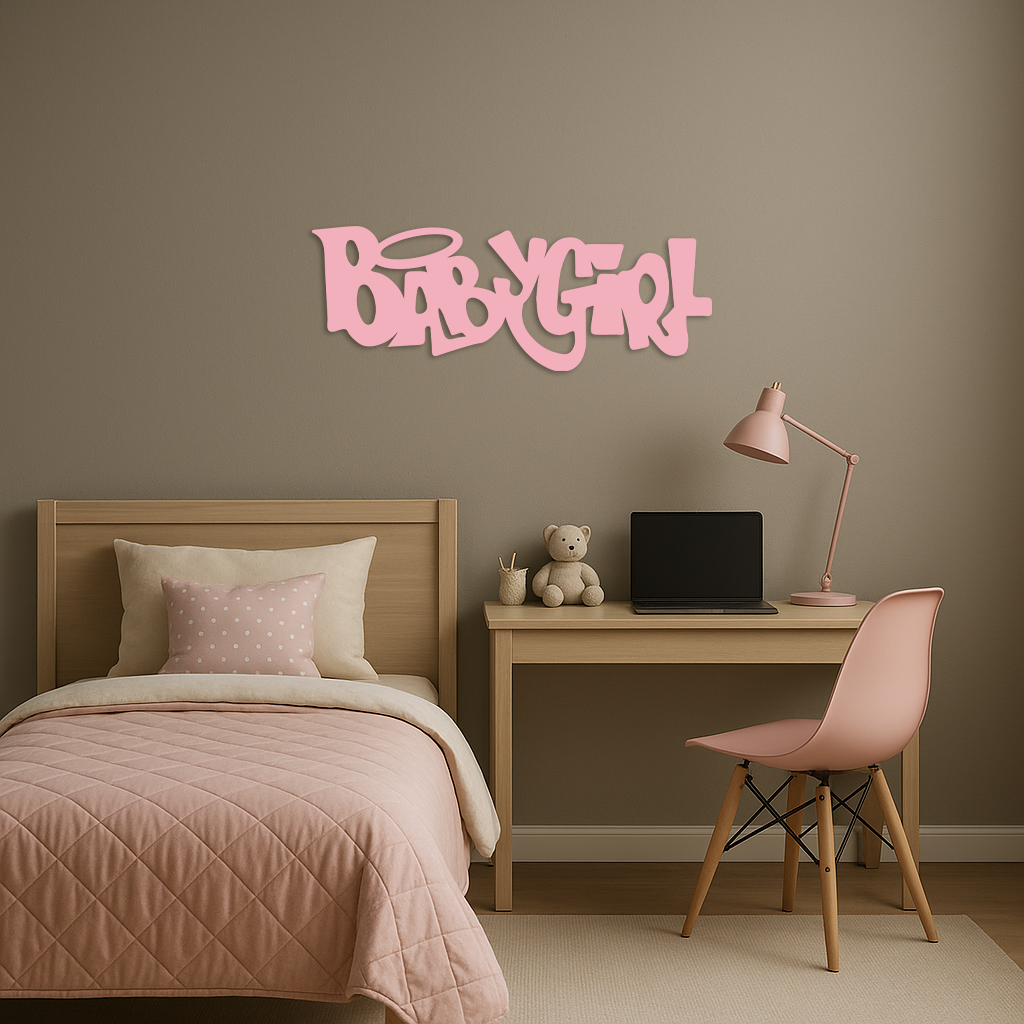 Babygirl Text Metal Wall Art – Modern Typography Home Decor - KAFGP086